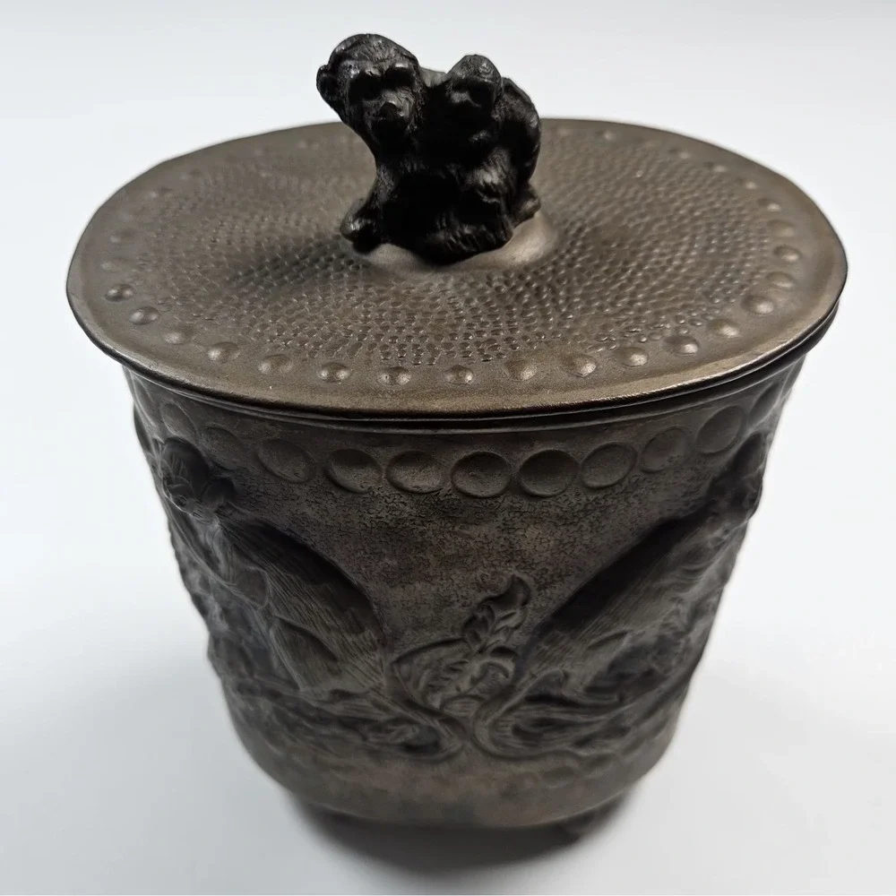Brass Monkey‎ Canister Footed Tea Caddy Decorative Storage Trinket Box VTG